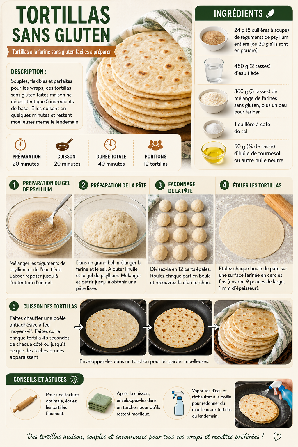 tortillas sans gluten moelleuses