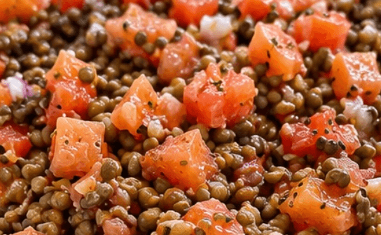 lentilles verte et saumon fumé